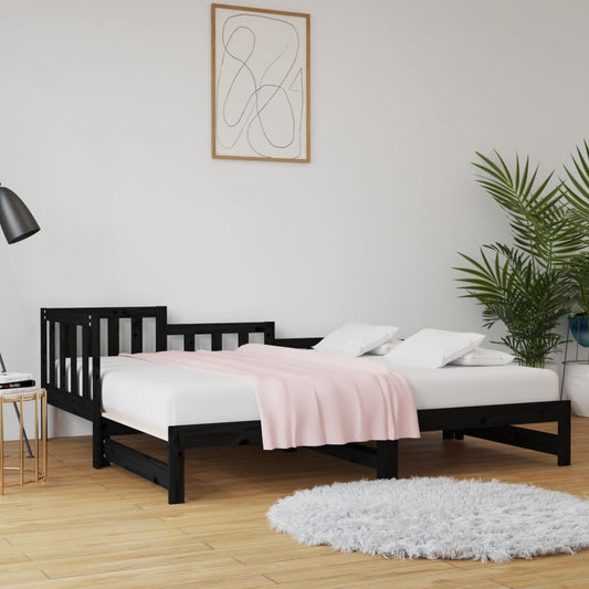 Pull-out Day Bed without Mattress Black 2x(90x200) cm
