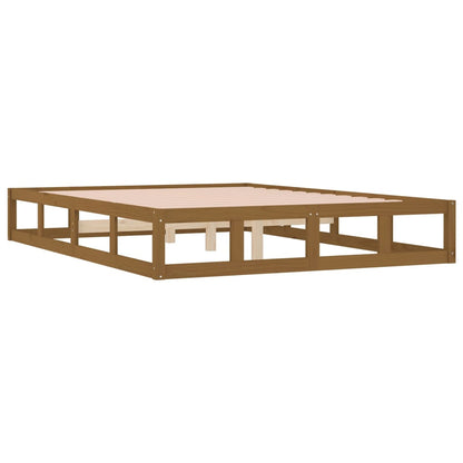 Bed Frame without Mattress Honey Brown 150x200 cm King Size  Solid Wood