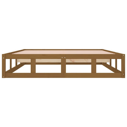 Bed Frame without Mattress Honey Brown 150x200 cm King Size  Solid Wood