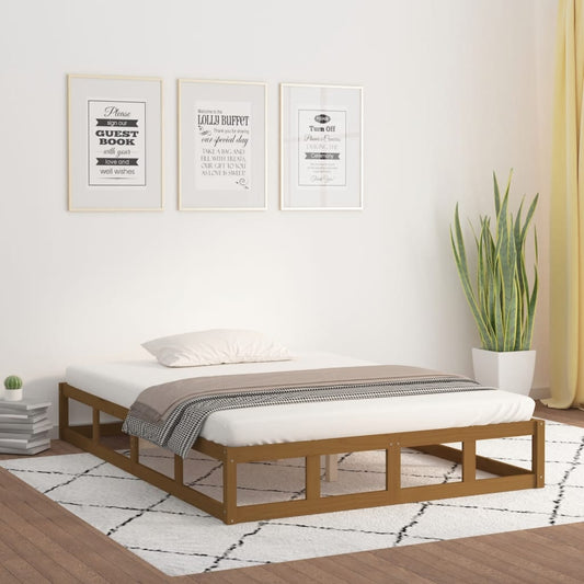 Bed Frame without Mattress Honey Brown 120x190 cm Small Double  Solid Wood