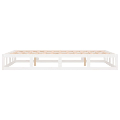Bed Frame without Mattress White 135x190 cm Double Double Solid Wood
