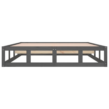 Bed Frame without Mattress Grey 135x190 cm Double Double Solid Wood