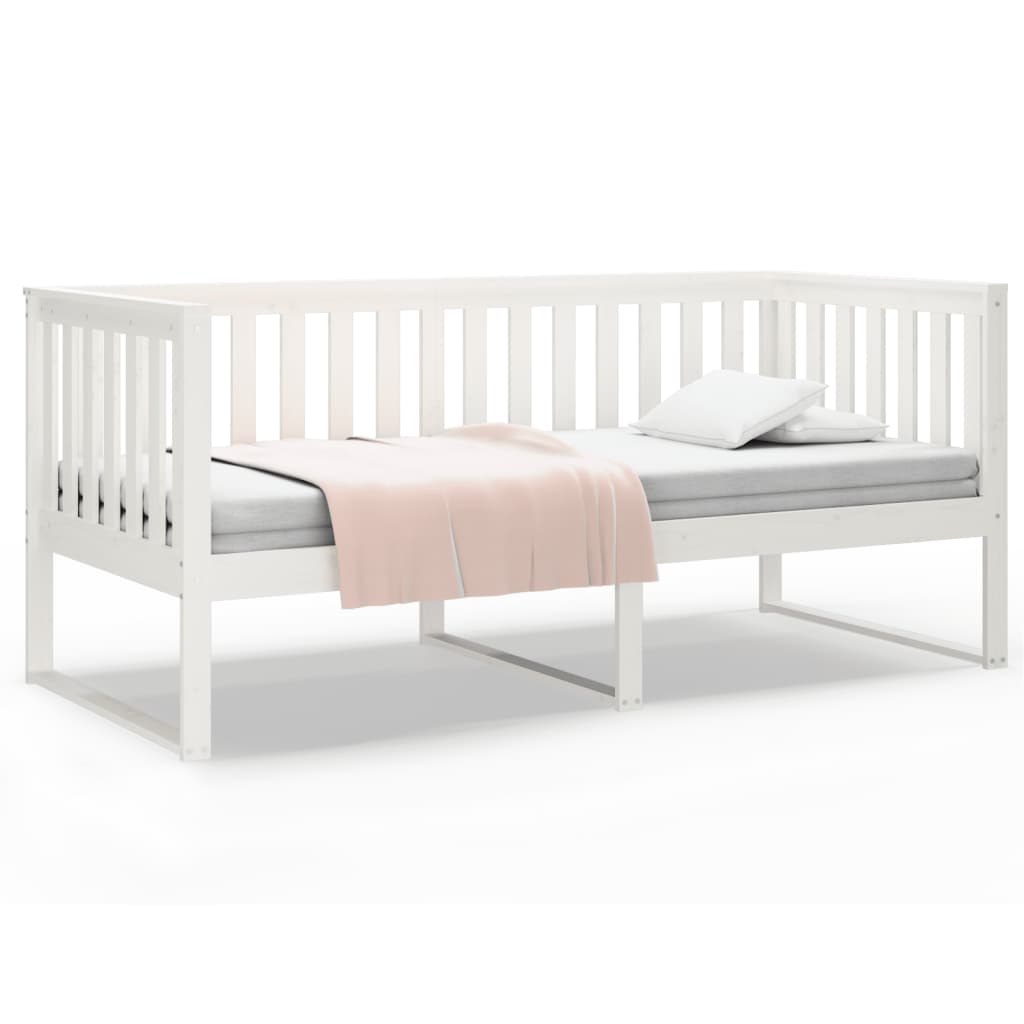 Day Bed without Mattress White 90x190 cm Single Solid Wood Pine