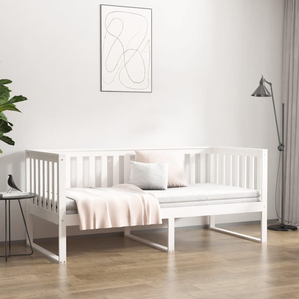 Day Bed without Mattress White 90x190 cm Single Solid Wood Pine