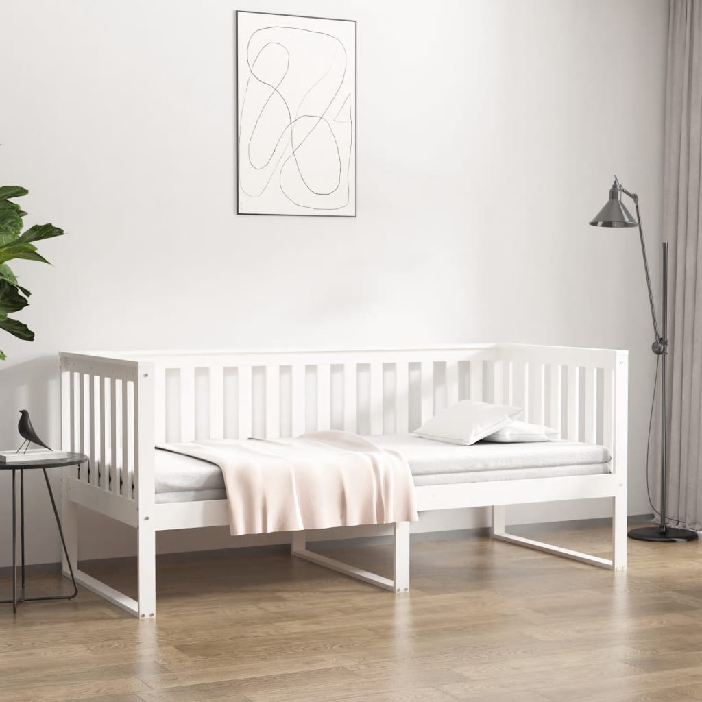 Day Bed without Mattress White 90x190 cm Single Solid Wood Pine