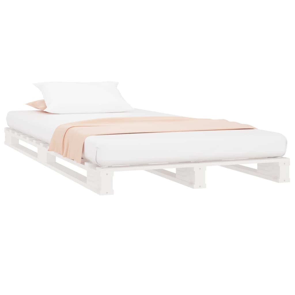 Pallet Bed without Mattress White Single Solid Wood