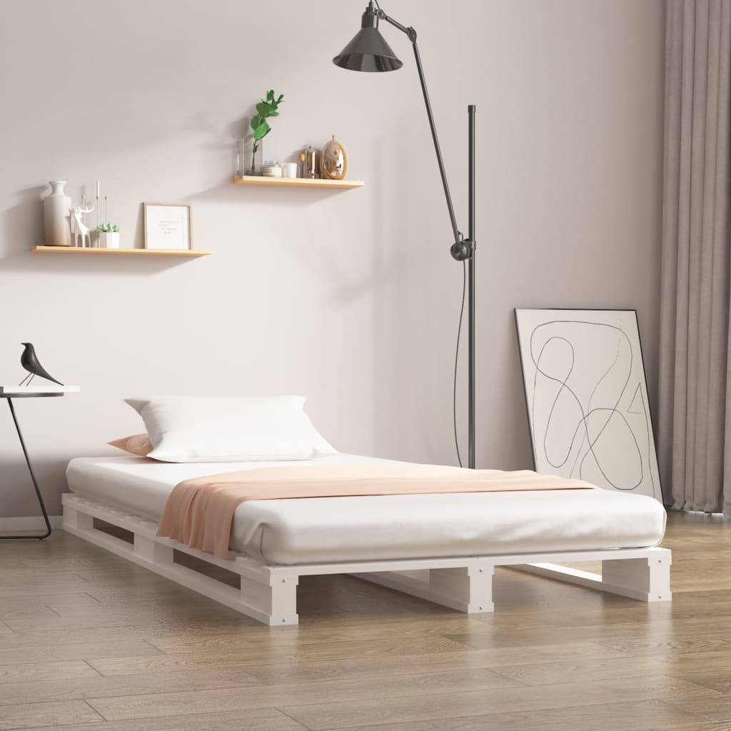 Pallet Bed without Mattress White Single Solid Wood