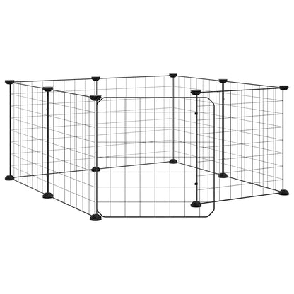 8-Panel Pet Cage with Door Black 35x35 cm Steel