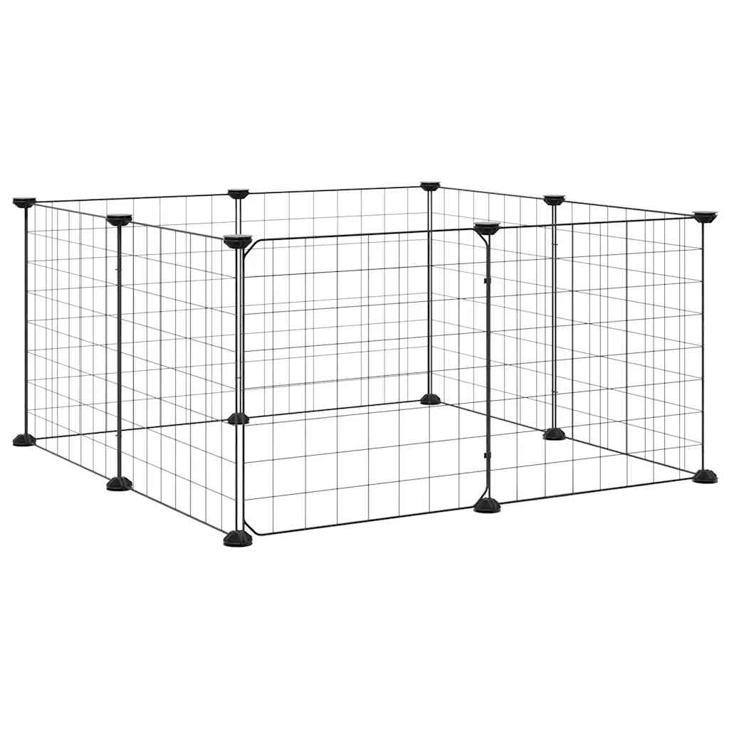 8-Panel Pet Cage with Door Black 35x35 cm Steel