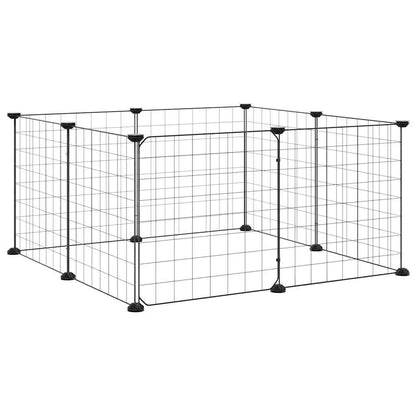8-Panel Pet Cage with Door Black 35x35 cm Steel