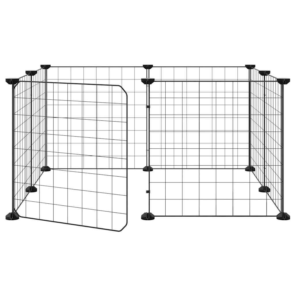 8-Panel Pet Cage with Door Black 35x35 cm Steel