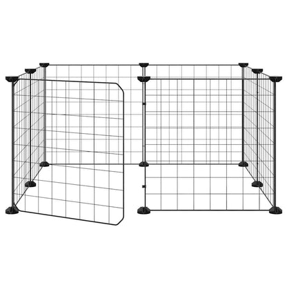 8-Panel Pet Cage with Door Black 35x35 cm Steel