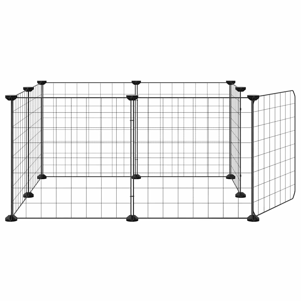 8-Panel Pet Cage with Door Black 35x35 cm Steel