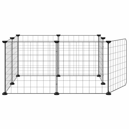 8-Panel Pet Cage with Door Black 35x35 cm Steel