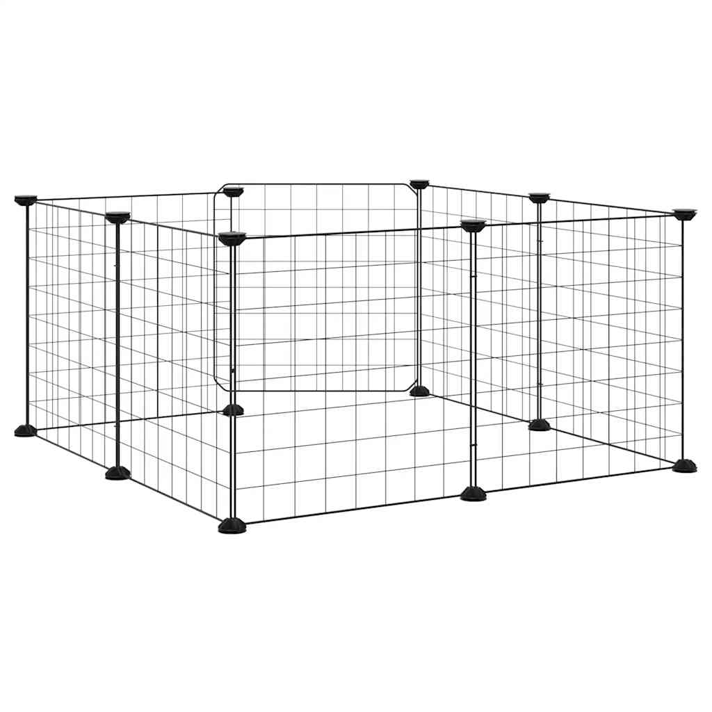 8-Panel Pet Cage with Door Black 35x35 cm Steel