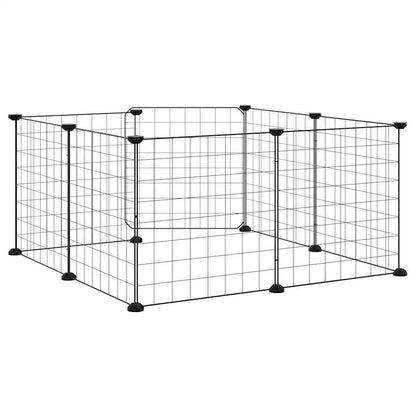 8-Panel Pet Cage with Door Black 35x35 cm Steel