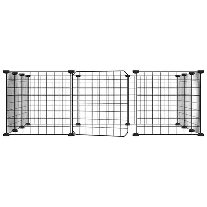 12-Panel Pet Cage with Door Black 35x35 cm Steel