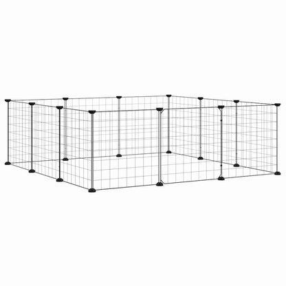 12-Panel Pet Cage with Door Black 35x35 cm Steel