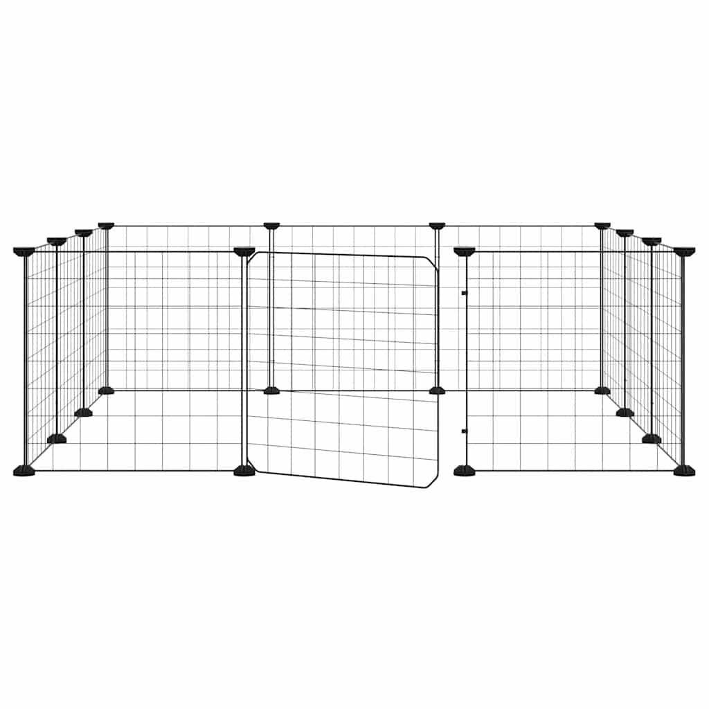 12-Panel Pet Cage with Door Black 35x35 cm Steel