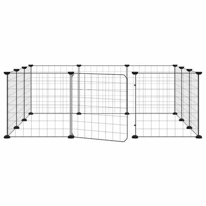 12-Panel Pet Cage with Door Black 35x35 cm Steel
