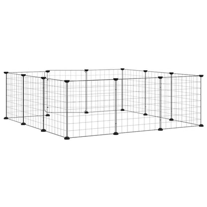 12-Panel Pet Cage with Door Black 35x35 cm Steel