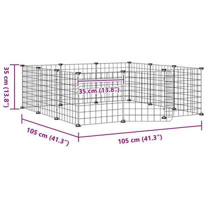 12-Panel Pet Cage with Door Black 35x35 cm Steel