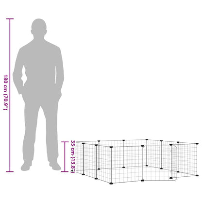 12-Panel Pet Cage with Door Black 35x35 cm Steel