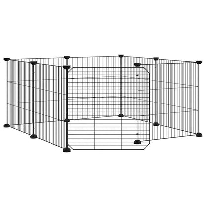 8-Panel Pet Cage with Door Black 35x35 cm Steel