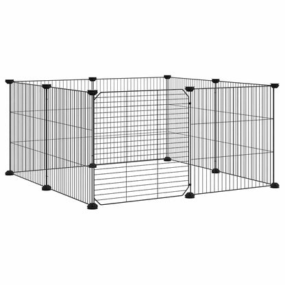 8-Panel Pet Cage with Door Black 35x35 cm Steel