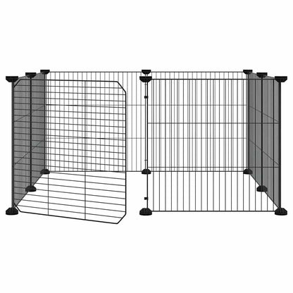 8-Panel Pet Cage with Door Black 35x35 cm Steel