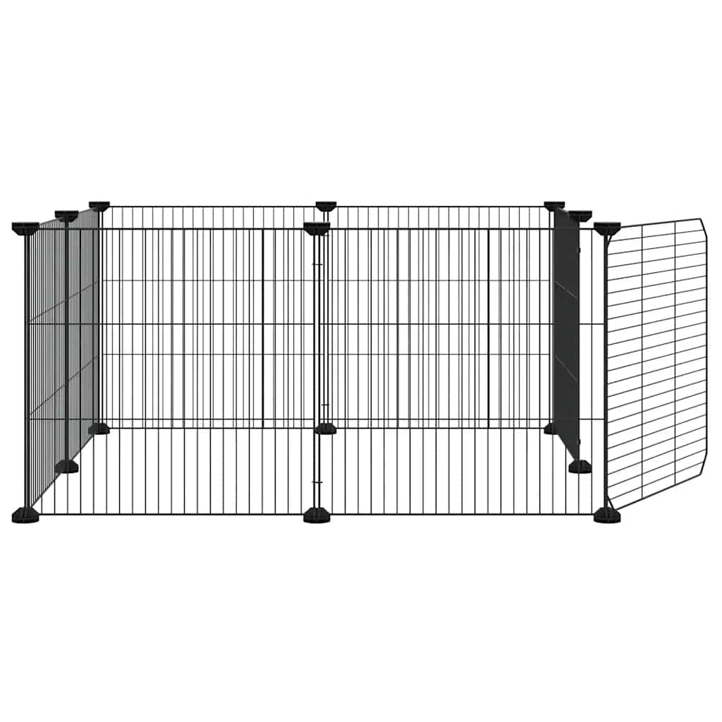 8-Panel Pet Cage with Door Black 35x35 cm Steel