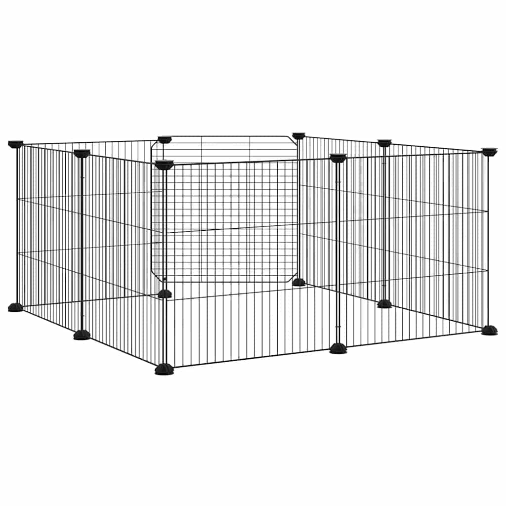 8-Panel Pet Cage with Door Black 35x35 cm Steel