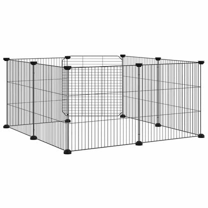 8-Panel Pet Cage with Door Black 35x35 cm Steel
