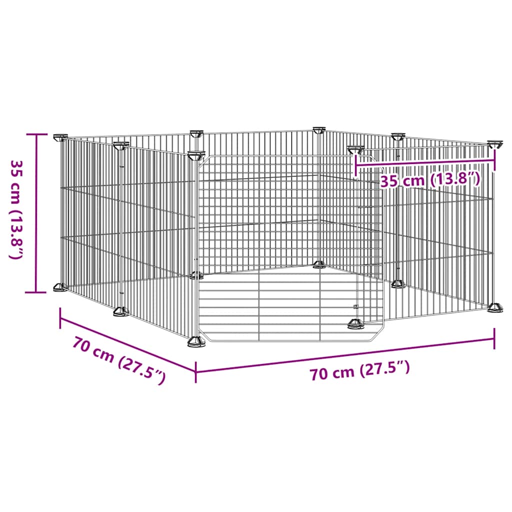 8-Panel Pet Cage with Door Black 35x35 cm Steel