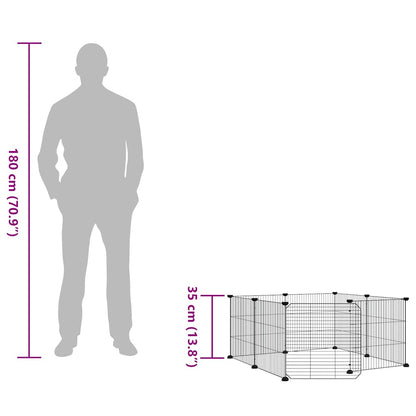 8-Panel Pet Cage with Door Black 35x35 cm Steel