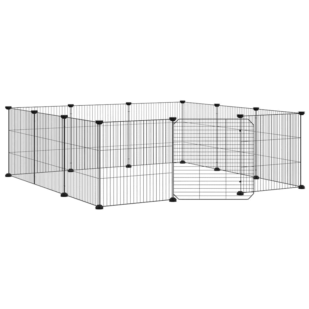 12-Panel Pet Cage with Door Black 35x35 cm Steel