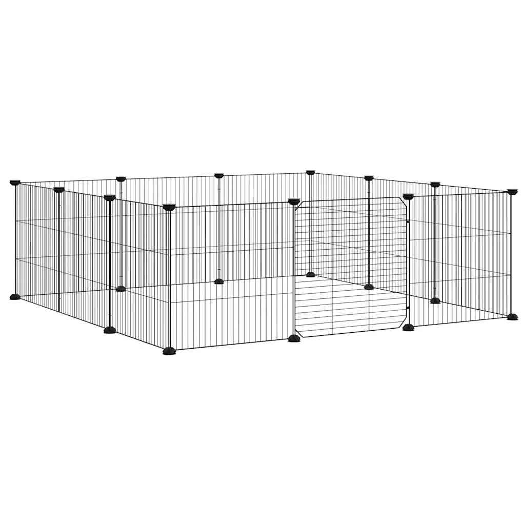 12-Panel Pet Cage with Door Black 35x35 cm Steel