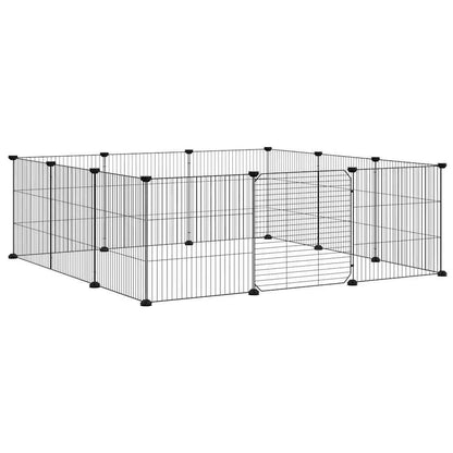 12-Panel Pet Cage with Door Black 35x35 cm Steel