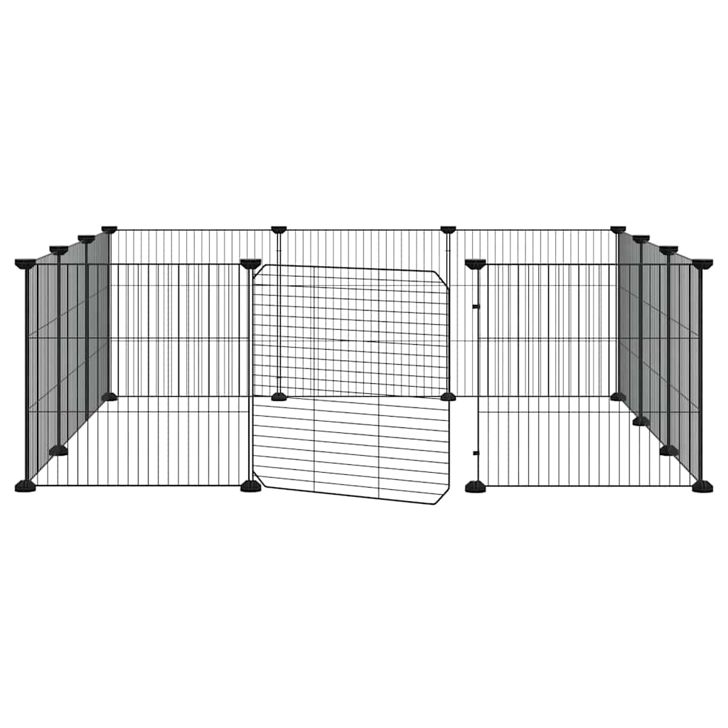 12-Panel Pet Cage with Door Black 35x35 cm Steel