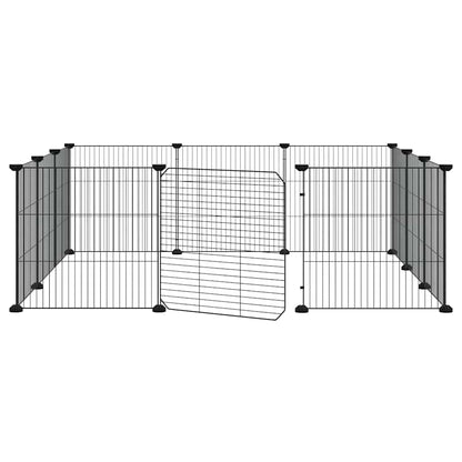 12-Panel Pet Cage with Door Black 35x35 cm Steel