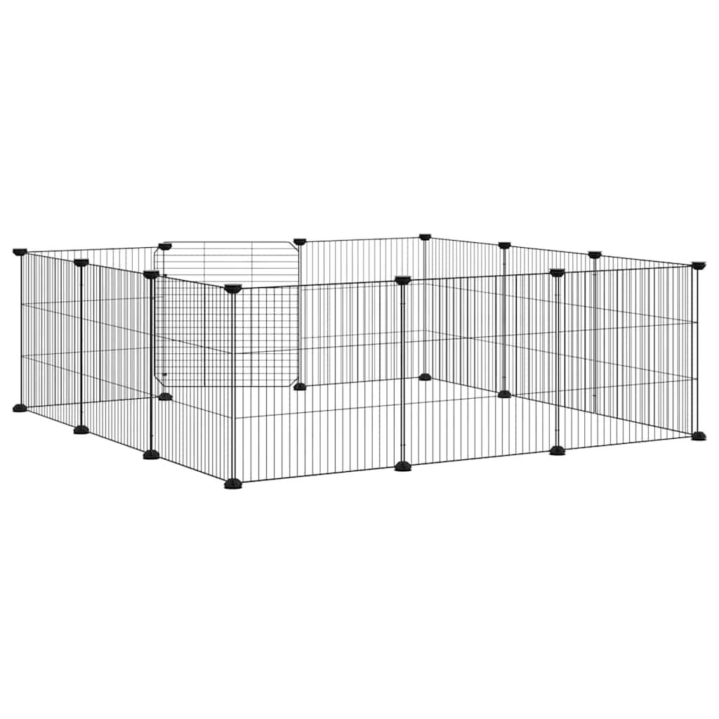 12-Panel Pet Cage with Door Black 35x35 cm Steel