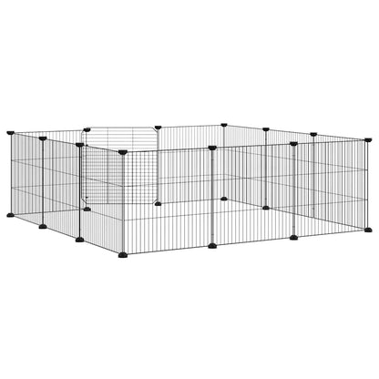 12-Panel Pet Cage with Door Black 35x35 cm Steel