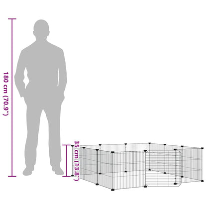 12-Panel Pet Cage with Door Black 35x35 cm Steel