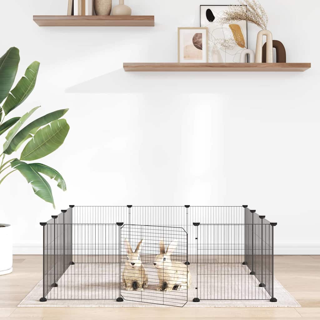 12-Panel Pet Cage with Door Black 35x35 cm Steel