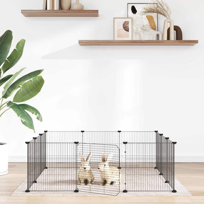 12-Panel Pet Cage with Door Black 35x35 cm Steel
