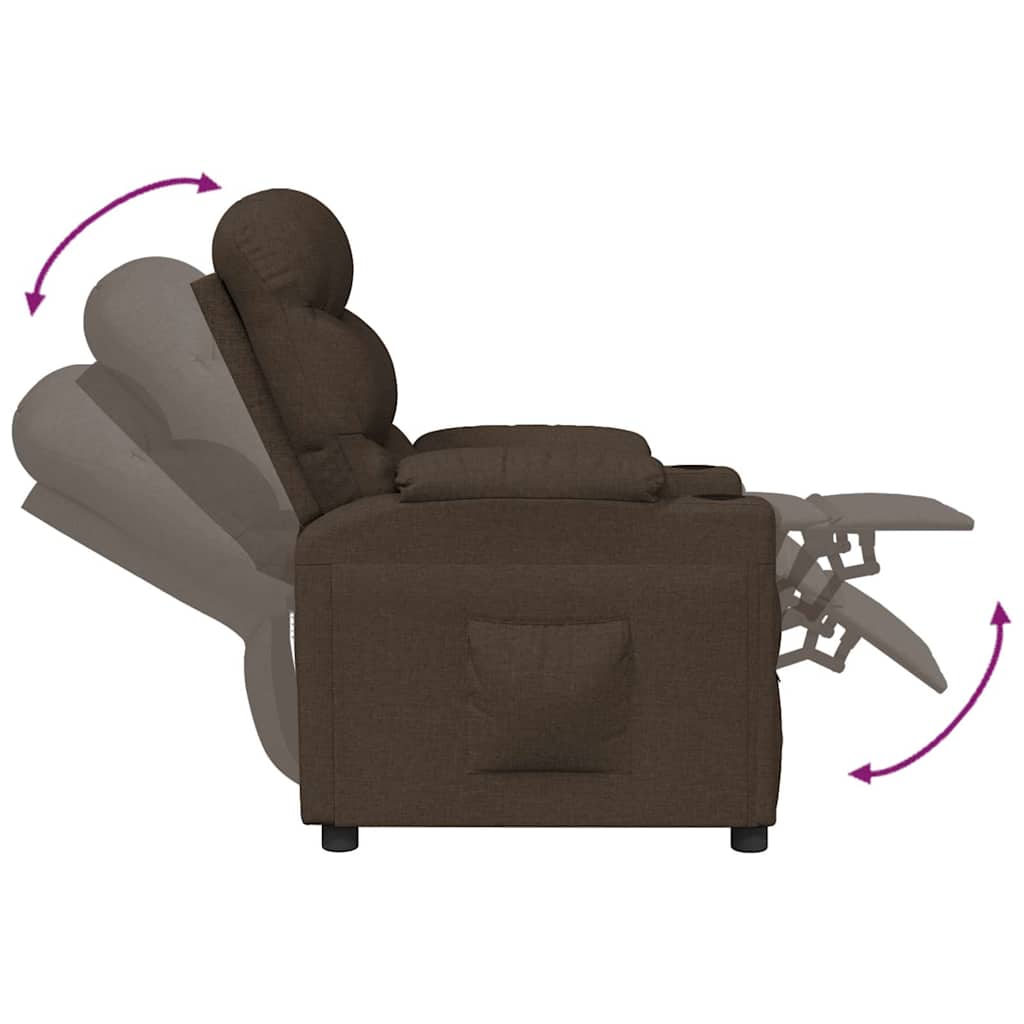 Recliner Chair Dark Brown Fabric