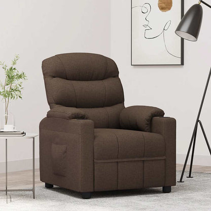 Recliner Chair Dark Brown Fabric