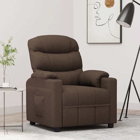 Recliner Chair Dark Brown Fabric