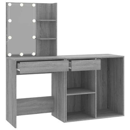 LED Dressing Table with Cabinet Grey Sonoma Engineered Wood