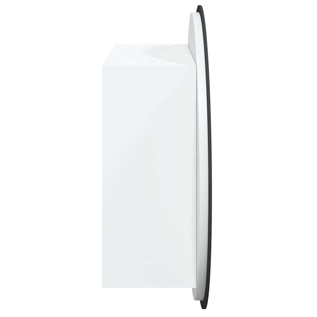 Bathroom Cabinet with Round Mirror&LED White 40x40x17.5 cm
